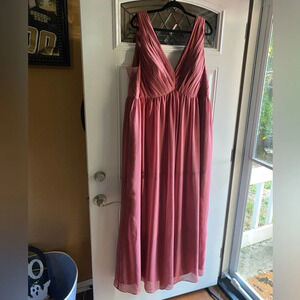 Azazie Ranvie Bridesmaids Dress Floor Length Size A20 Desert Rose 61” Hallow/Hem